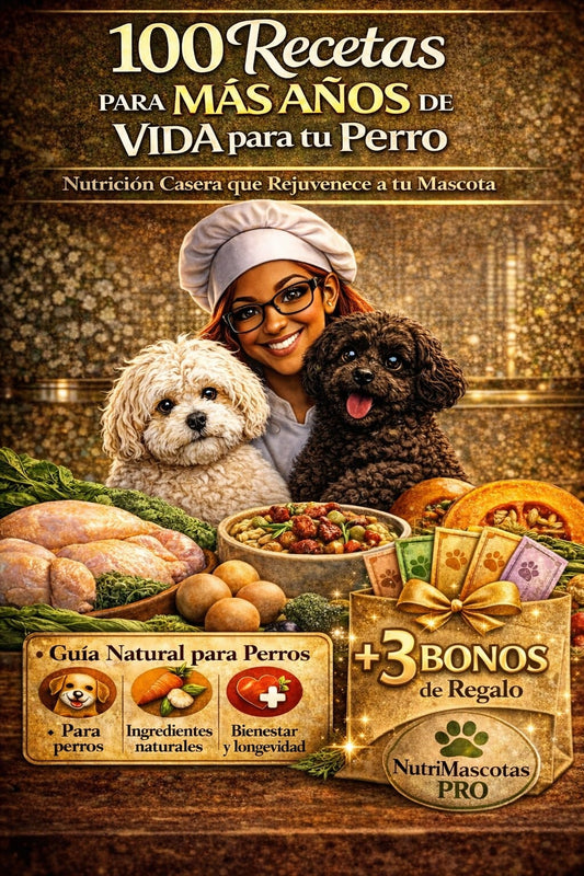 100 Recetas Naturales para Perros + 3 Bonos de Regalos 🎁